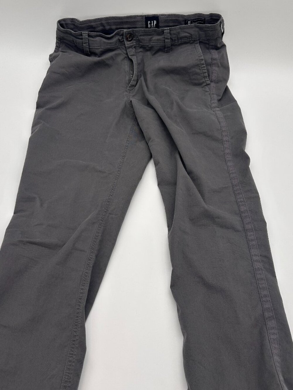 GAP Relaxed Girlfriend Chino Pants Gray Khaki Stretch Twill Trousers Womens 10